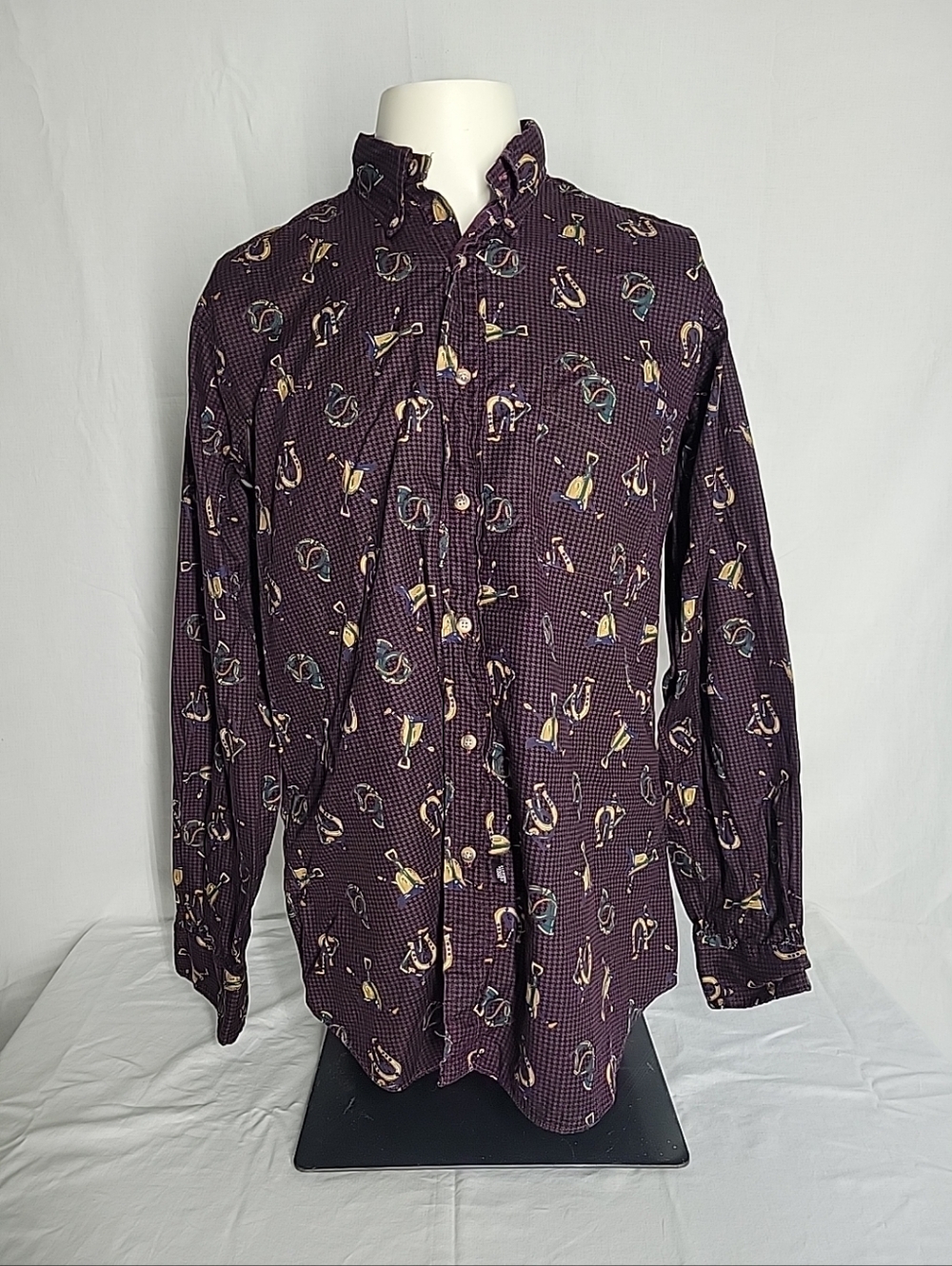 Ike Behar Men's Long-Sleeve Button-Up Shirt With Equestrian Print